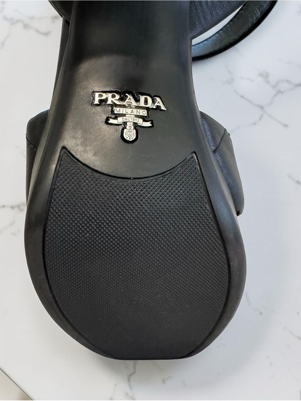 Prada Black Quilted Leather Strap Sandals - Picture 11 of 14